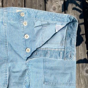 Madewell Griff fatigue pants in indigo railroad stripe